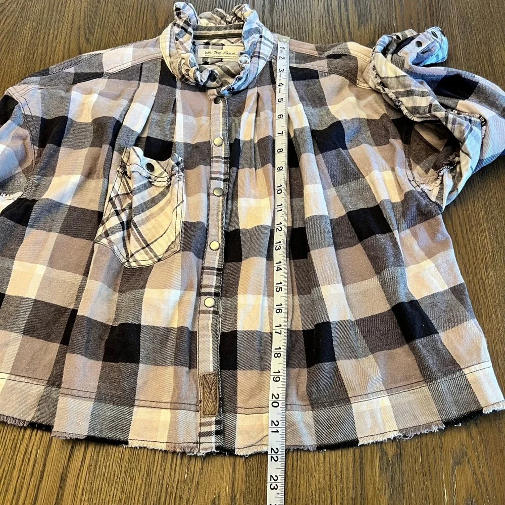 Free People We The Free Snap Button Down Cotton Flannel Boho Grunge Edgy S